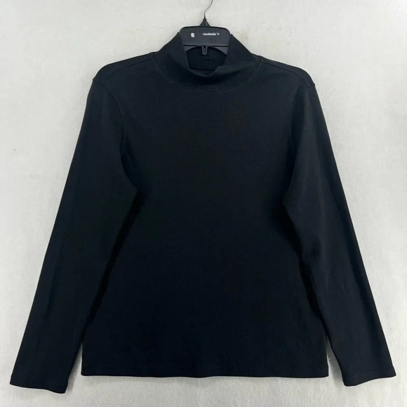 Pendleton T-Shirt Women's Sz M Black Plain Classic Turtleneck Pullover - Picture 1 of 11